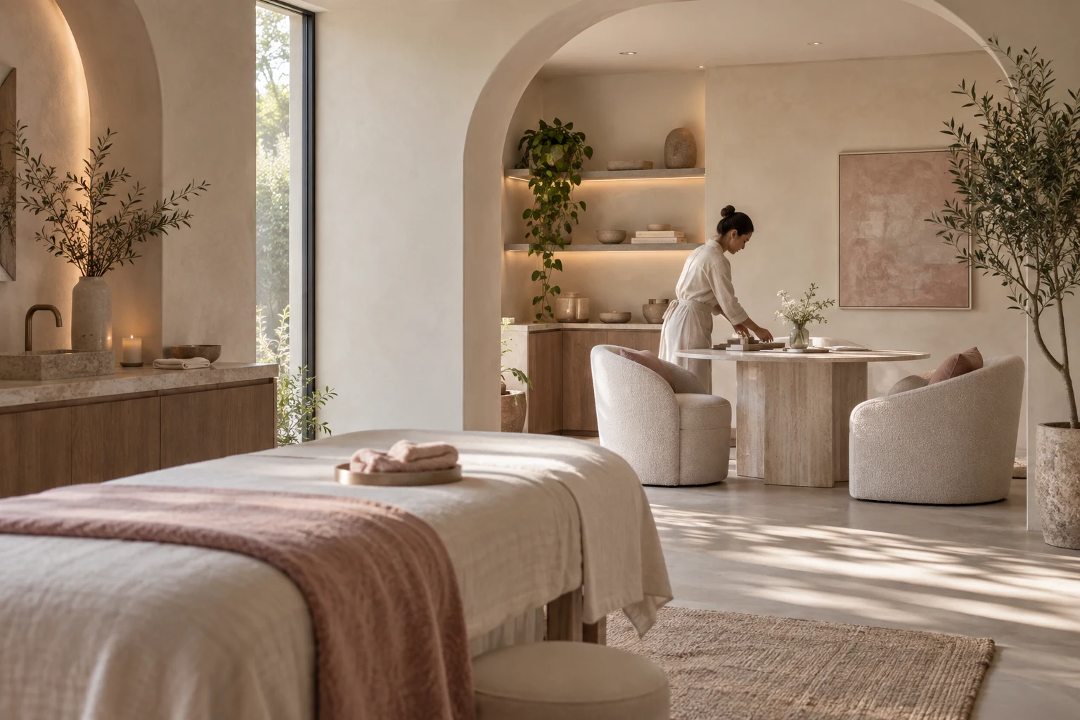 Warm and modern independent skincare studio prepared for a consultation
